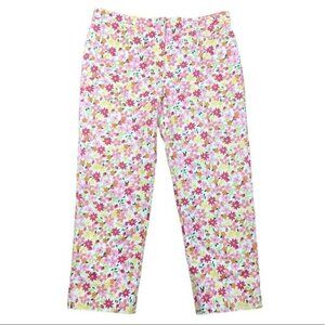 Lilly Pulitzer Size 10 Floral Lady Bugs Capri Pants zipper / button closure